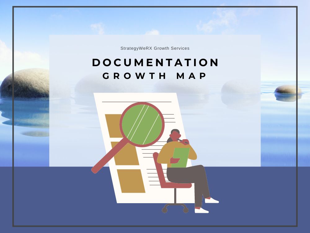 A graphic with the name of this service and an image of a woman holding a document.