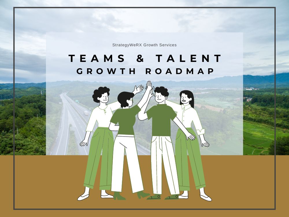 A graphic with the title of this service and a picture of four team-members giving each other a high-five.