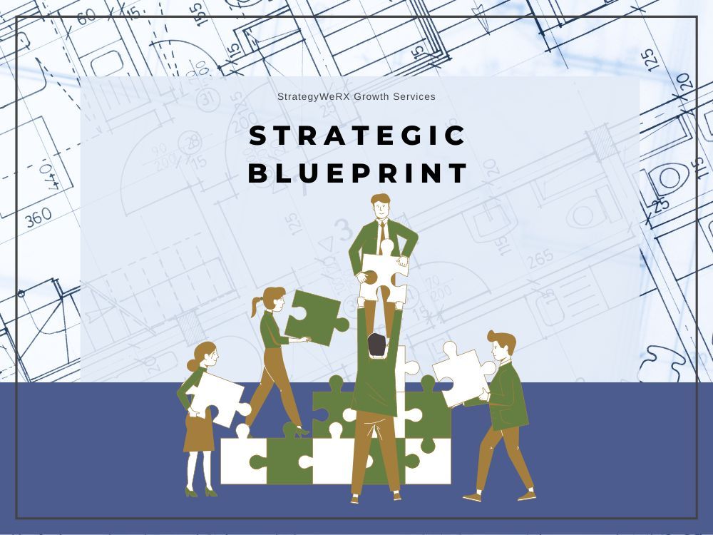 A banner that promotes the title "Strategic Blueprint" and shows a a team assembling puzzle pieces.